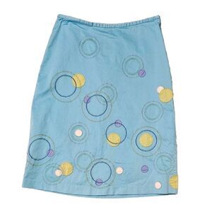 Marisa Christina Embroidered A-Line Skirt Cottagecore Retro Circles Cotton‎ 6
